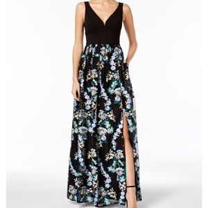 Adrianna Papell Embroidered Mesh Gown